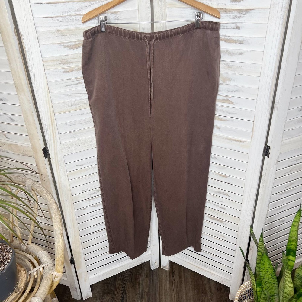 J. JILL VINTAGE Women's Tencel Lyocell Drawstring Wide Leg Lagenlook Pants Brn M - Picture 7 of 12